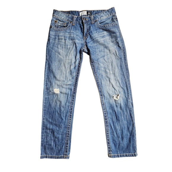 Aerospostale‎ Kylie Boyfriend Jeans Distressed Mid Rise 7/8 Whiskered Cotton - Picture 5 of 9